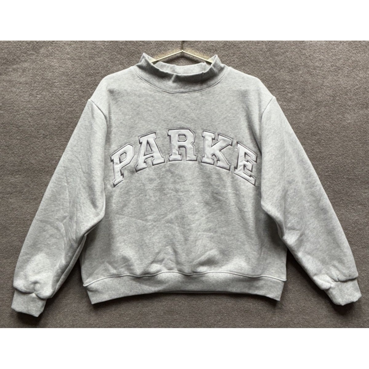 Parke Varsity Fleece Mockneck Sweatshirt Classic L / Xl Grey Oversized Nwot